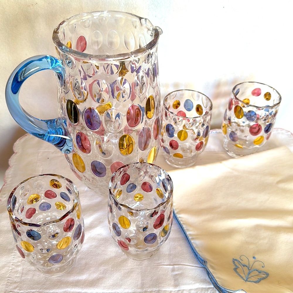 Bohemian Art Glass - Countess Collection Pitcher and 4 Glasses. GORGEOUS!!